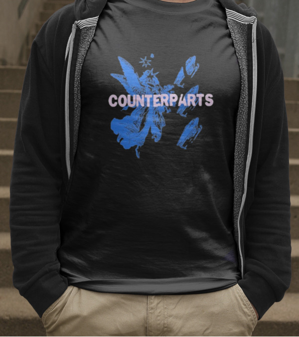 Counterparts Angel Eulogy Blue Angelic Figure With Pink Typography T-Shirt