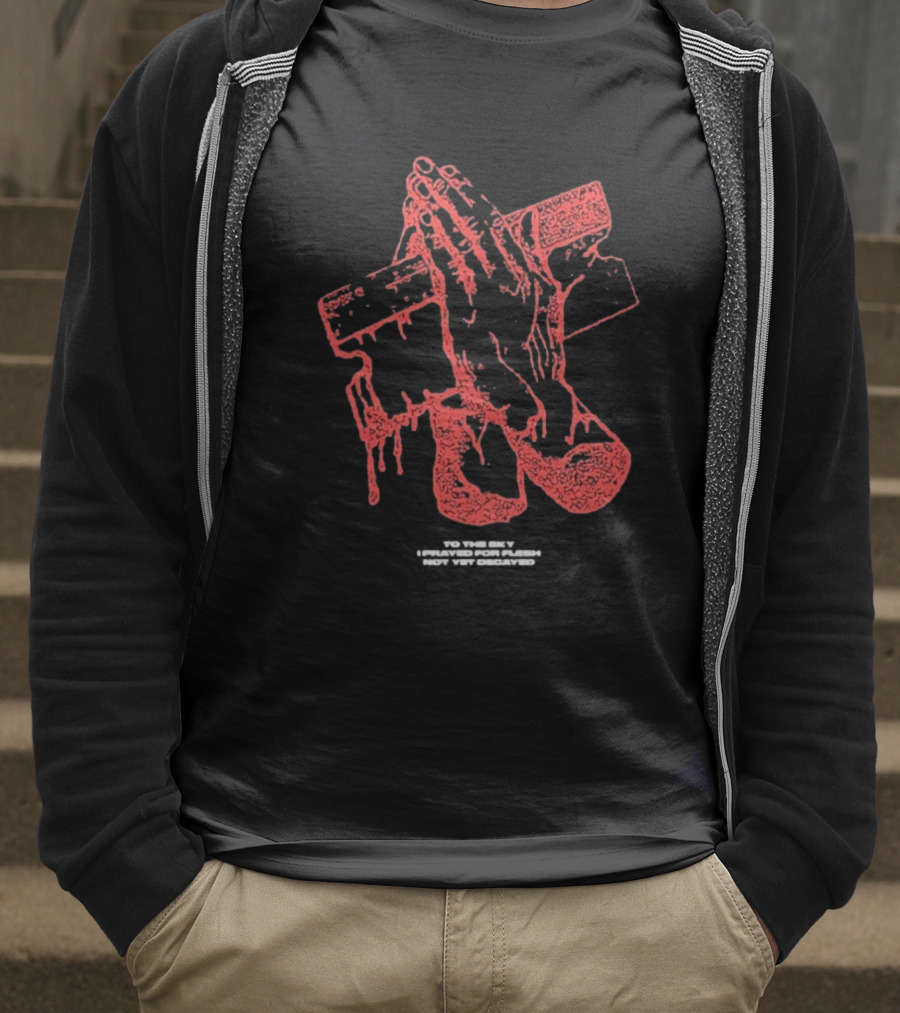Counterparts To The Sky I Prayed For Flesh Not Yet Decayed Pray Dripping Hands Cross T-Shirt