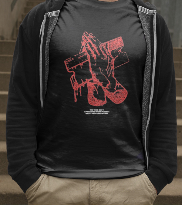 Counterparts To The Sky I Prayed For Flesh Not Yet Decayed Pray Dripping Hands Cross T-Shirt