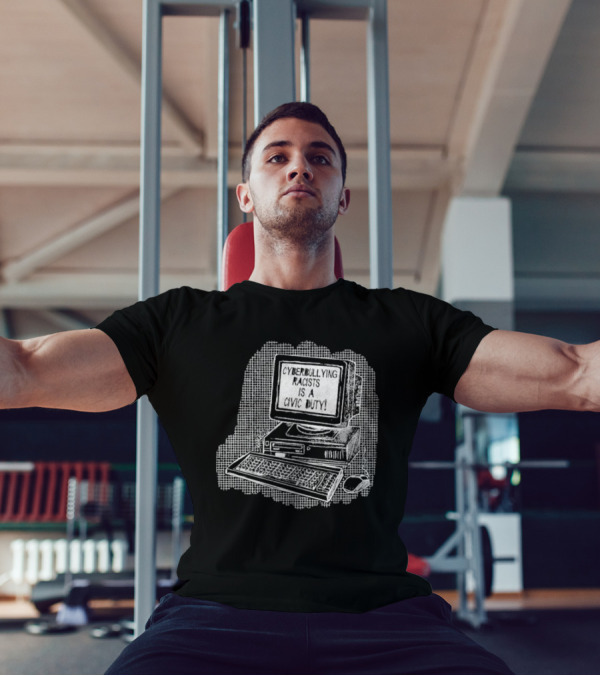 Cyberbullying Racists Is A Civic Duty Computer Retro Style T-Shirt