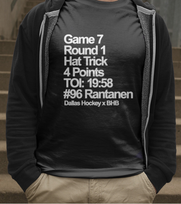 Dallas Hockey Game 7 Round 1 Hat Trick 4 Points TOI 19:58 #96 Rantanen T-Shirt