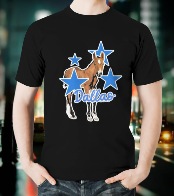Dallas Horse With Blue Stars Iconic Design T-Shirt
