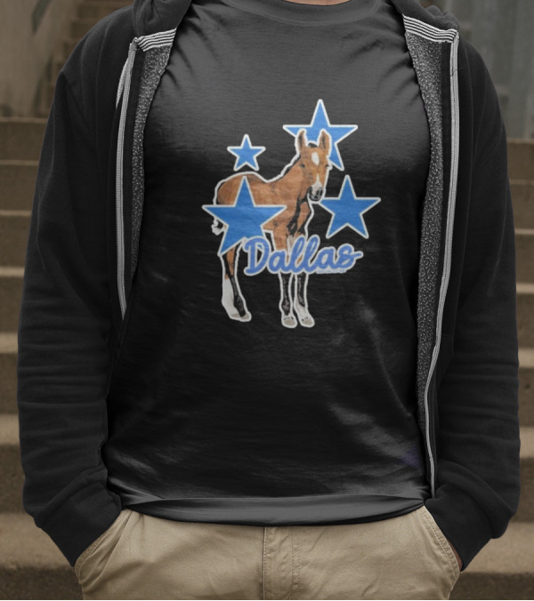 Dallas Horse With Blue Stars Iconic Design T-Shirt