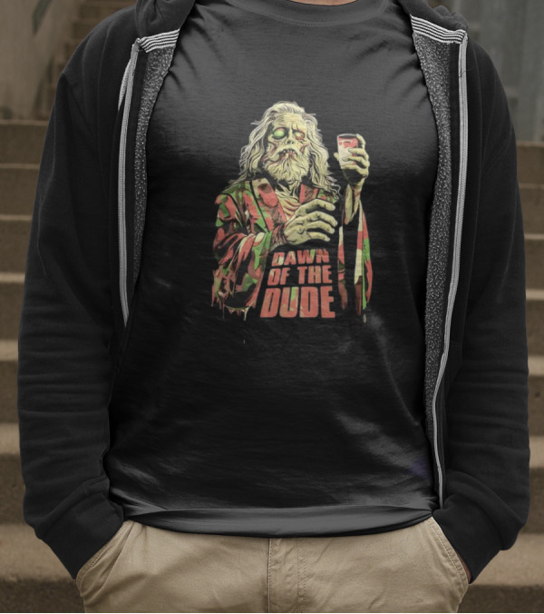 Zombie Dude Camo Robe Holding Drink Zombie Of The Dude T-Shirt