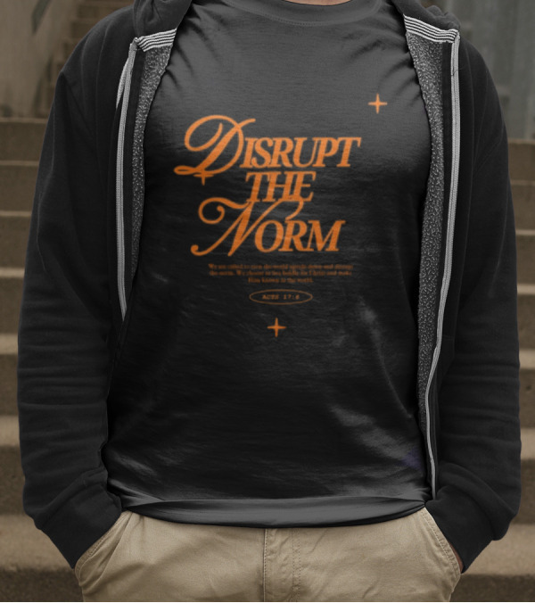Disrupt The Norm Orange Aesthetic Text With Stars T-Shirt