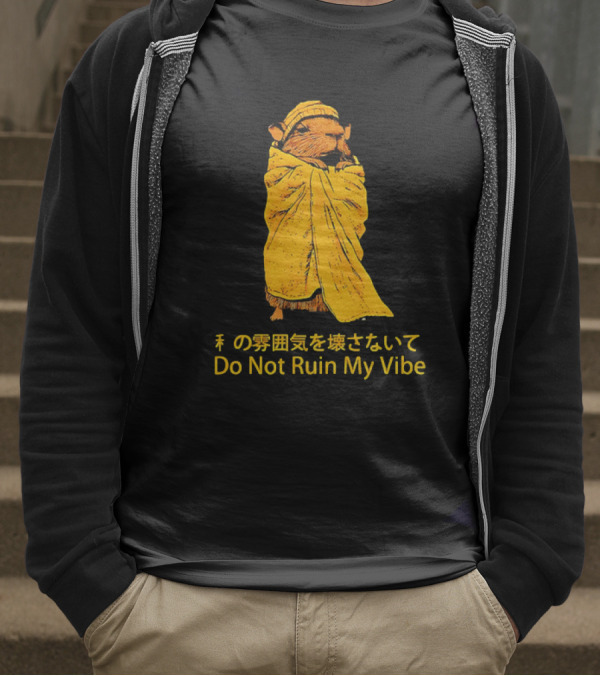 Do Not Ruin My Vibe Hamster Wrapped In Blanket With Japanese Text T-Shirt
