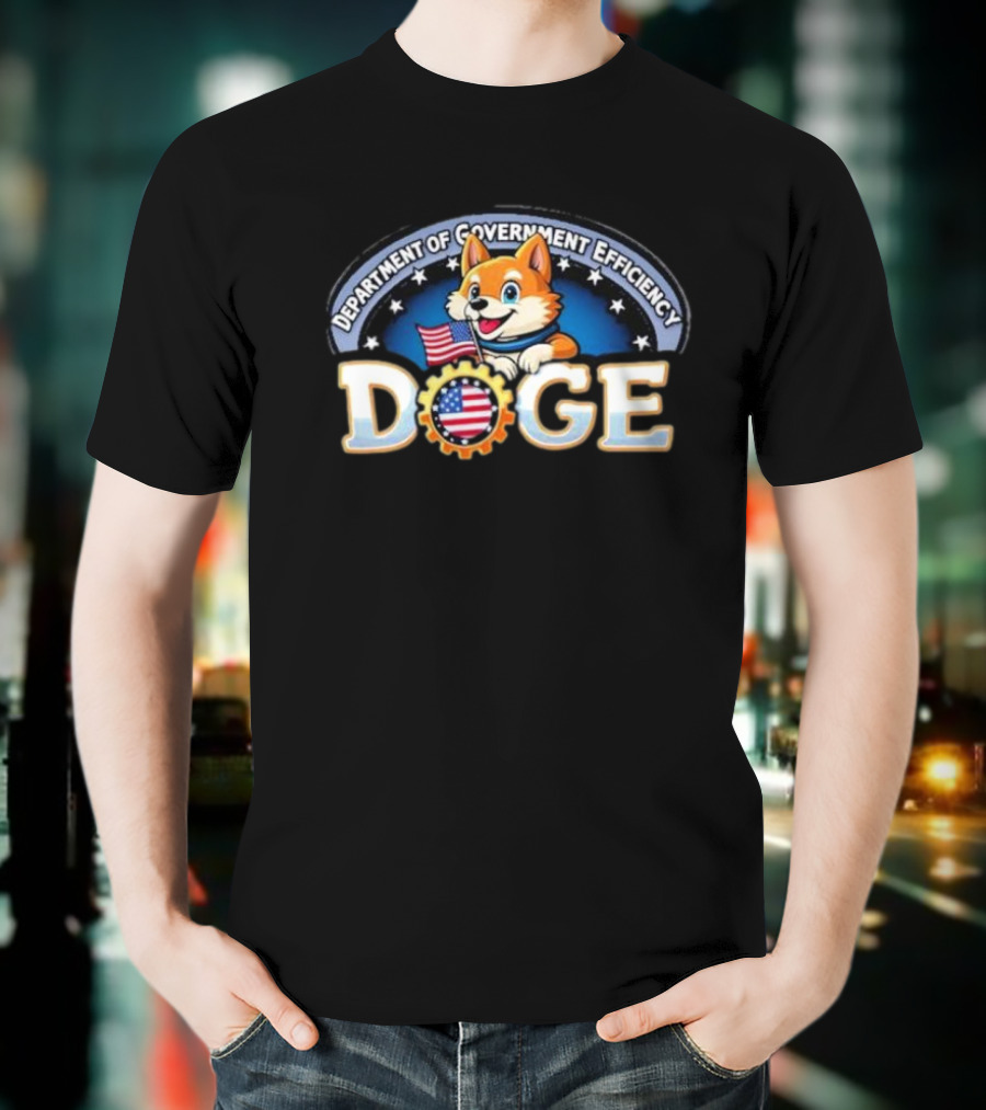 Doge Department Of Government Efficiency American Flag Pup Stars And Stripes T-Shirt