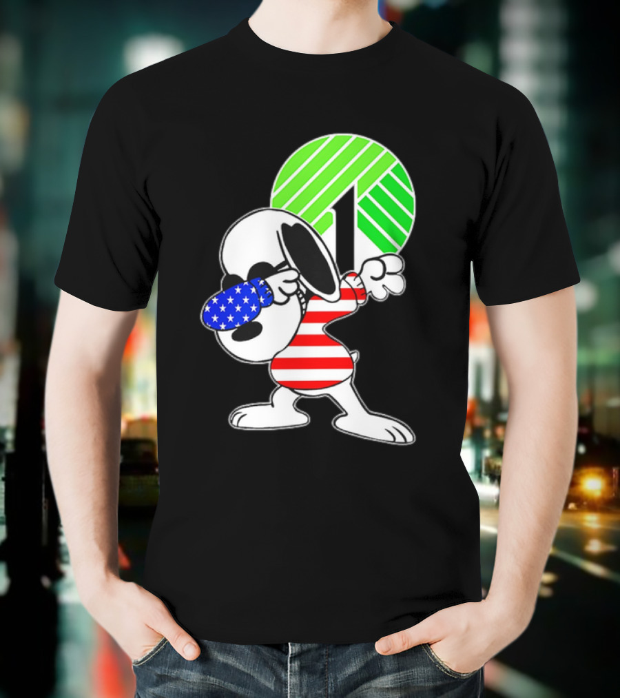 Dollar Tree Snoopy Dabbing American Flag Costume T-Shirt
