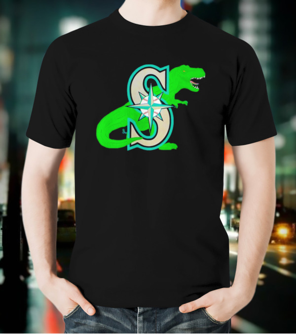 Seattle Mariners Dinosaur Baseball Team Emblem T-Shirt