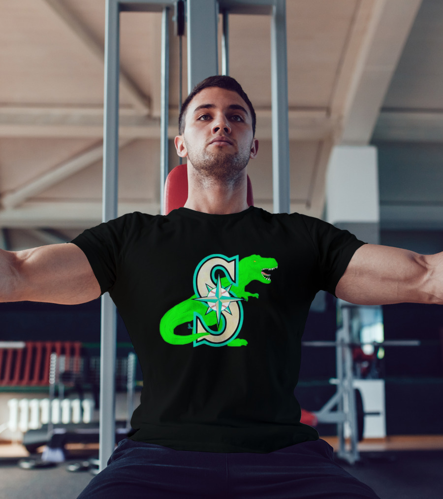Seattle Mariners Dinosaur Baseball Team Emblem T-Shirt