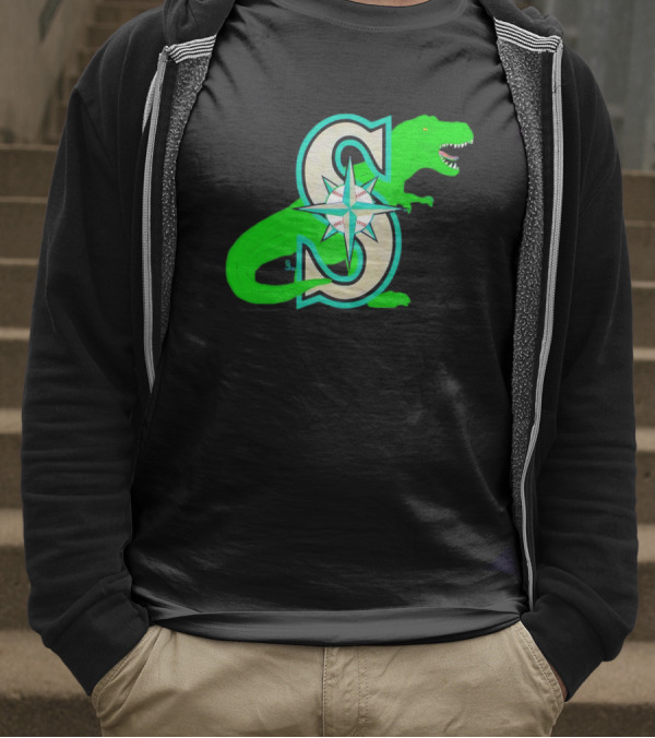 Seattle Mariners Dinosaur Baseball Team Emblem T-Shirt