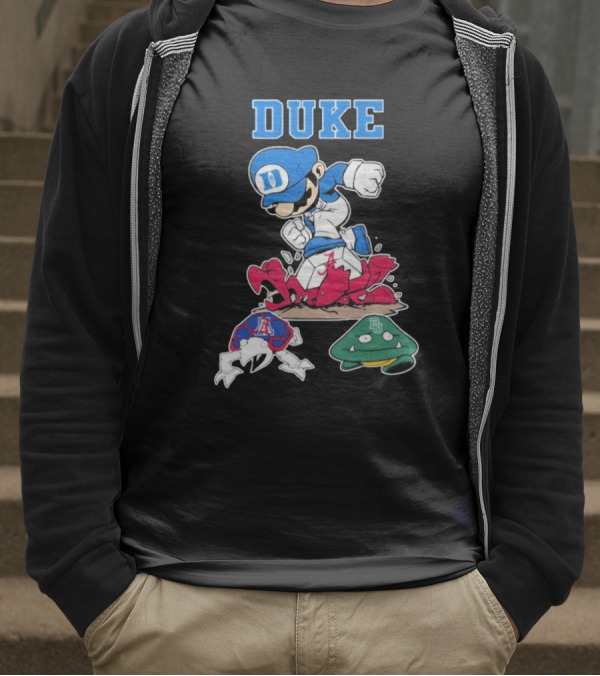Duke Blue Devils Super Mario Crushing Arizona Wildcats Baylor T-Shirt