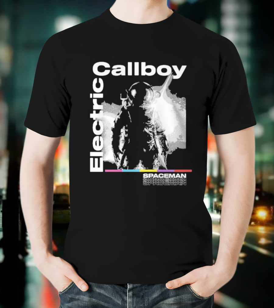 Electric Callboy Spaceman Cover Rainbow Text Starman Silhouette T-Shirt