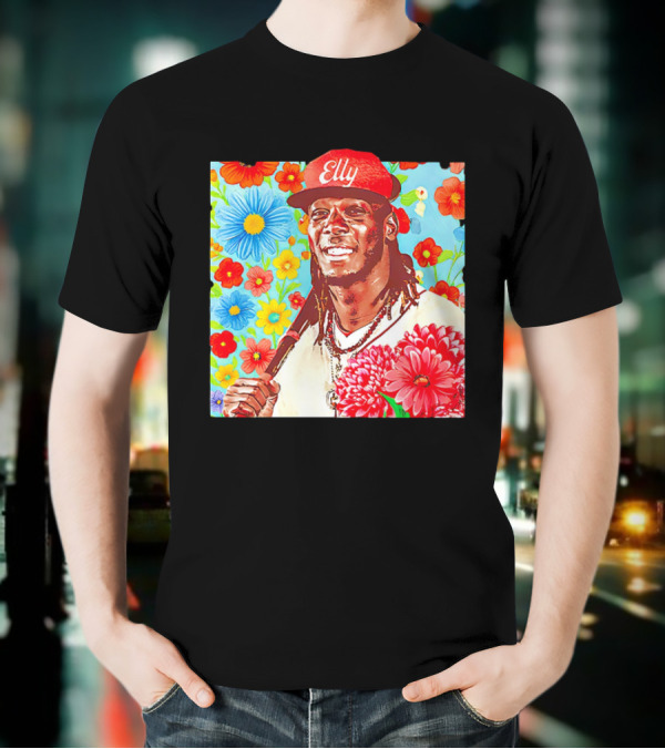 Elly De La Cruz Cincinnati Reds Floral Baseball Imagery T-Shirt
