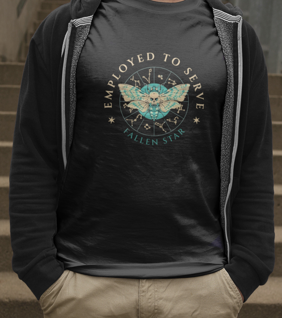 Employed To Serve Fallen Star Moth Astrology Circle T-Shirt