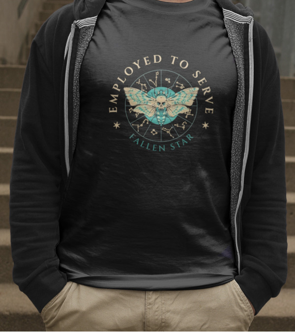 Employed To Serve Fallen Star Moth Astrology Circle T-Shirt