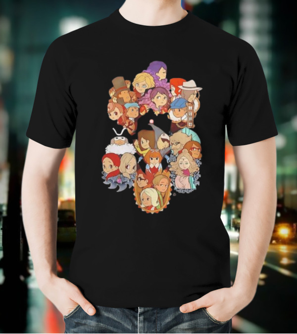 Professor Layton Every Puzzle Has An Answer With Iconic Character Collage T-Shirt