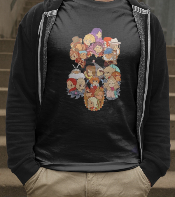 Professor Layton Every Puzzle Has An Answer With Iconic Character Collage T-Shirt