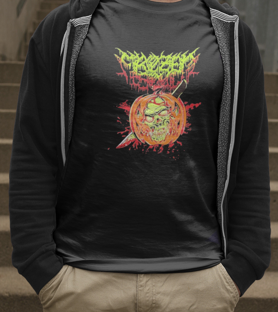 Frozen Soul Pumpkin Skull Knife Horror Graphic T-Shirt