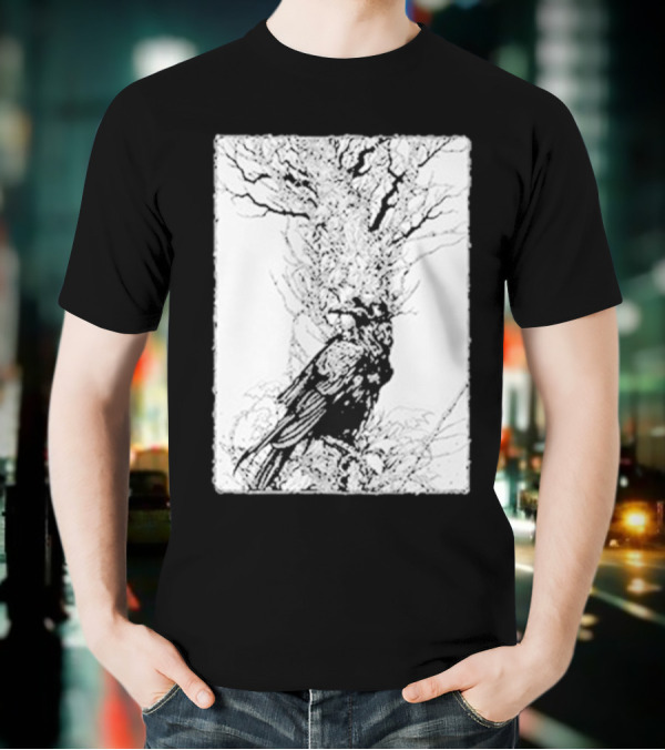 Fajar Allanda Raven Crow Art By Fajar Aeon Tree Illustration T-Shirt