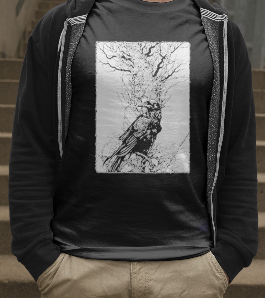 Fajar Allanda Raven Crow Art By Fajar Aeon Tree Illustration T-Shirt