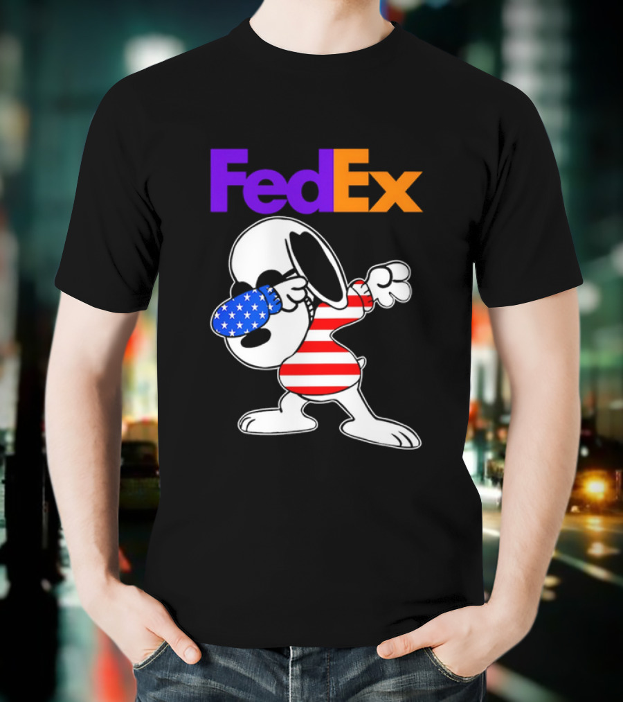 FedEx Snoopy Dabbing American Flag Icon T-Shirt