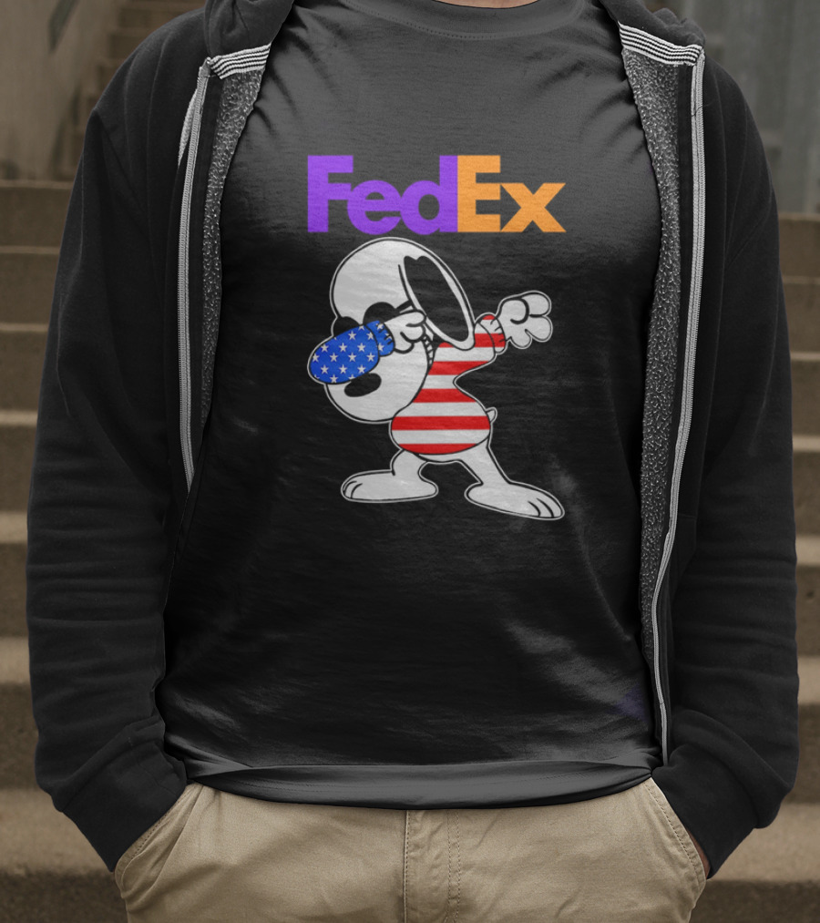 FedEx Snoopy Dabbing American Flag Icon T-Shirt