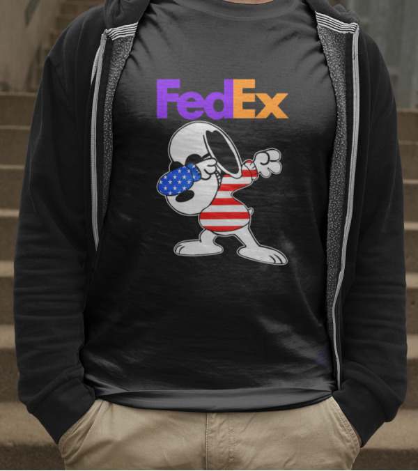FedEx Snoopy Dabbing American Flag Icon T-Shirt