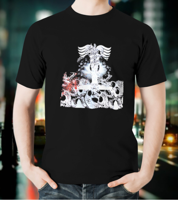 Ghost Supply Rare Rivalry Nordic Inspired Winged Cross And Serpent Motif T-Shirt