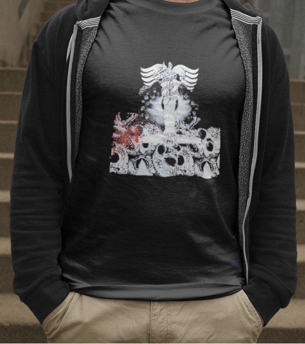 Ghost Supply Rare Rivalry Nordic Inspired Winged Cross And Serpent Motif T-Shirt