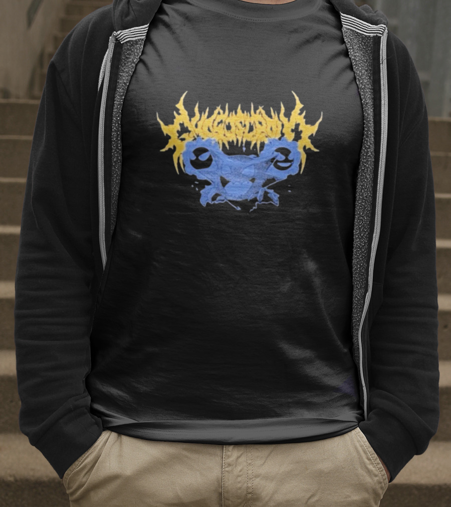 Ghost Supply Unknowns Text Striking Yellow Flames Blue Skull Graphic T-Shirt
