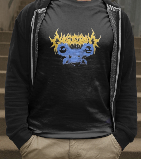 Ghost Supply Unknowns Text Striking Yellow Flames Blue Skull Graphic T-Shirt