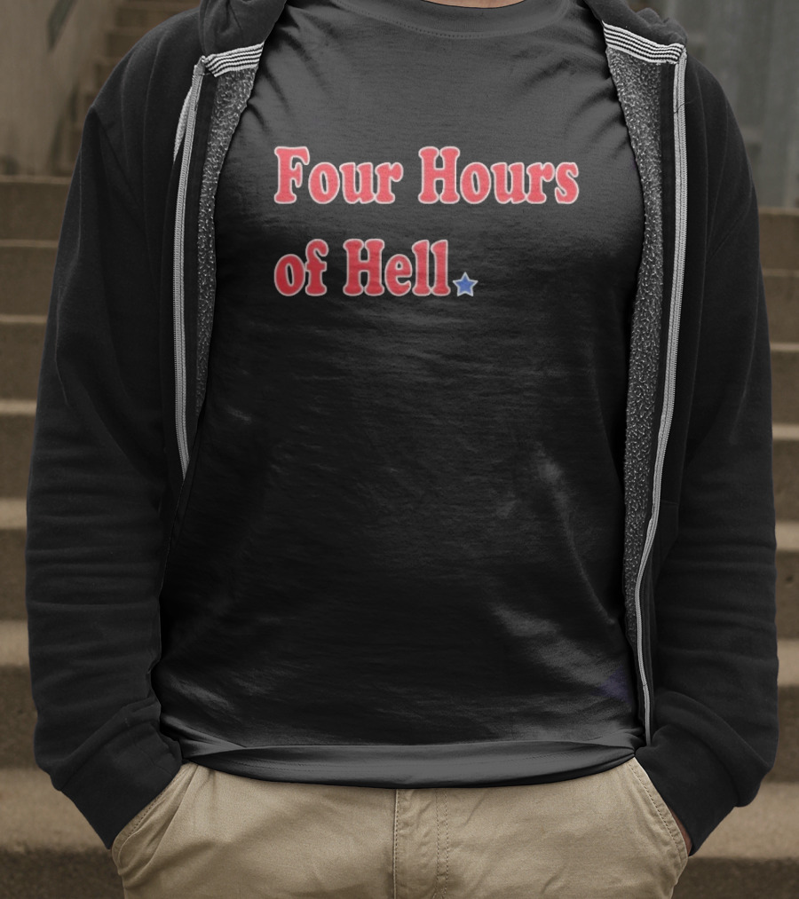 Four Hours Of Hell Red Text With Blue Star T-Shirt