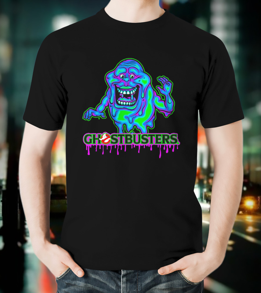 Ghostbusters Slimer Neon Little Spud Cartoon Ooze Glow T-Shirt