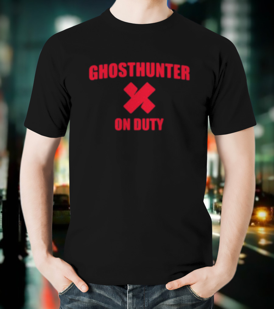 Ghosthunter On Duty Red Bold Font X Symbol T-Shirt