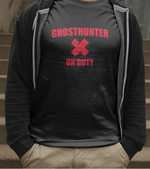 Ghosthunter On Duty Red Bold Font X Symbol T-Shirt