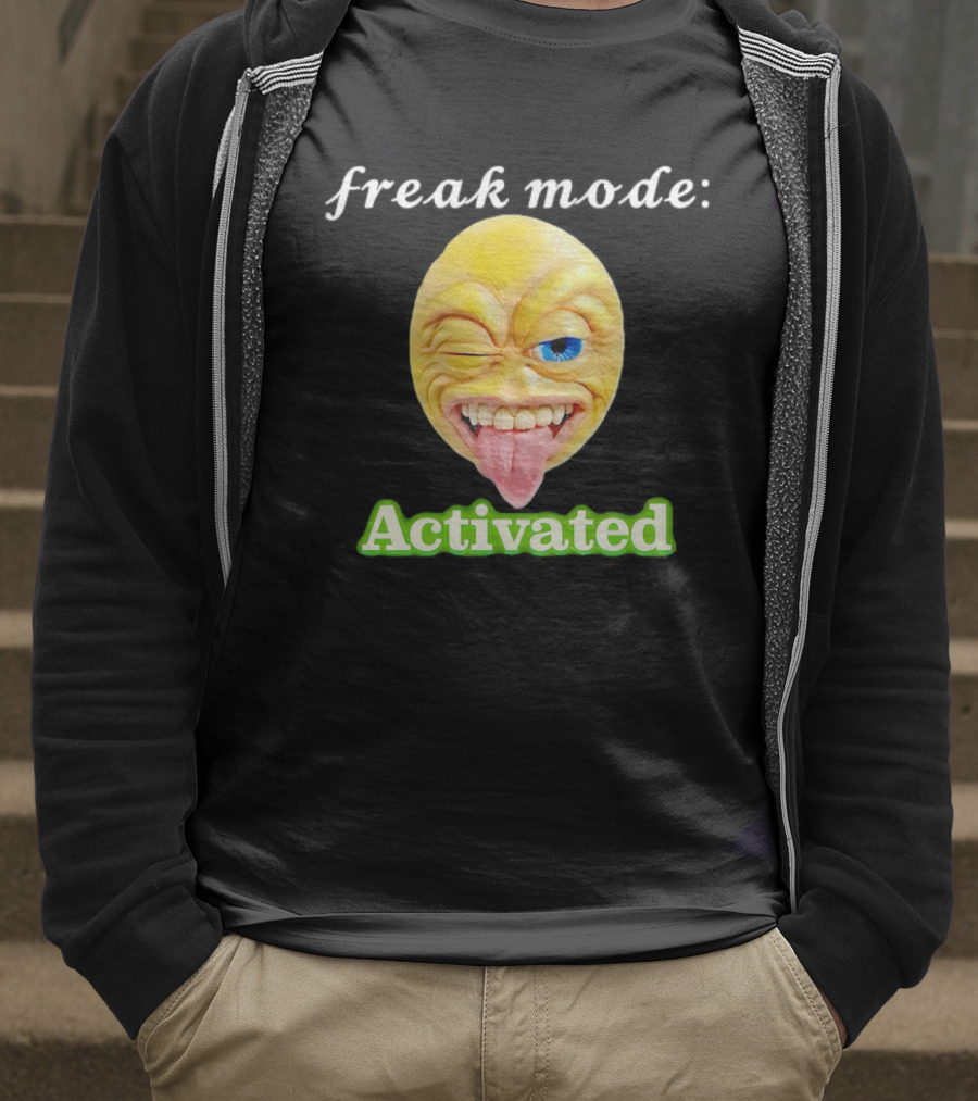 Freak Mode Activated Winking Tongue Out Emoji T-Shirt