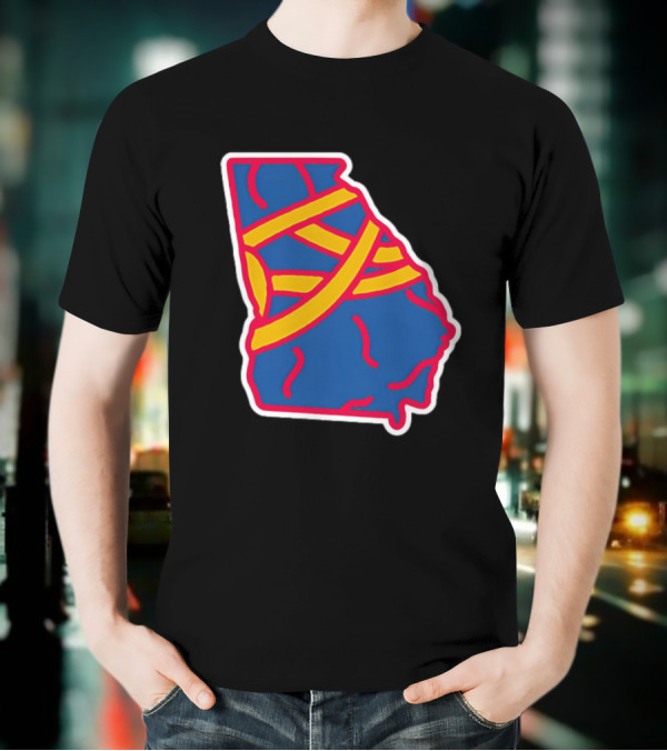 Friday Red State Stripe Atlanta Baseball Georgia Map T-Shirt