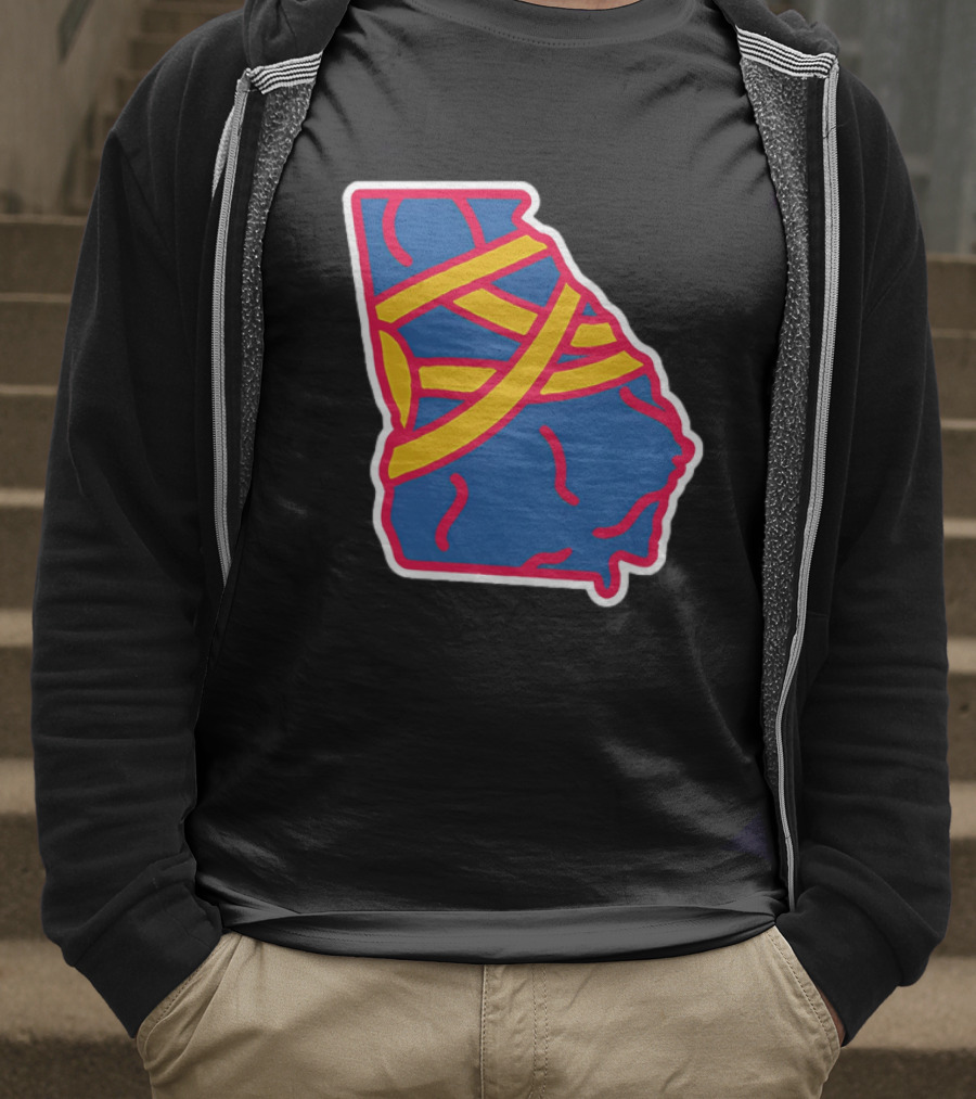 Friday Red State Stripe Atlanta Baseball Georgia Map T-Shirt