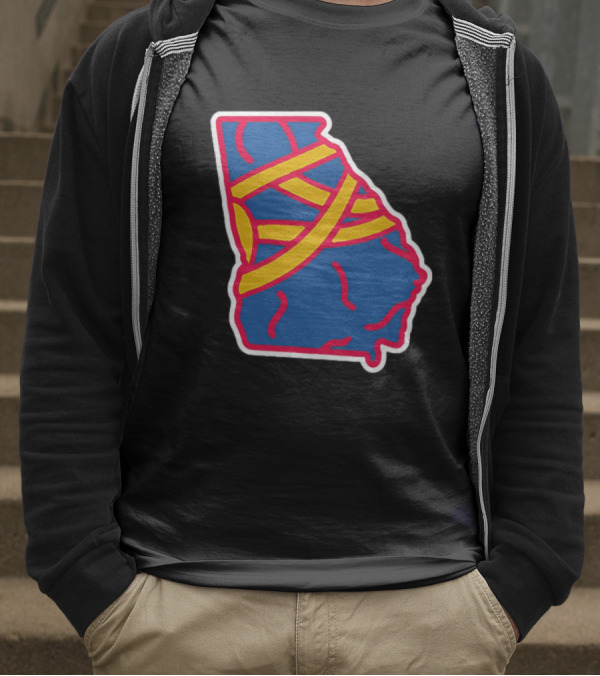 Friday Red State Stripe Atlanta Baseball Georgia Map T-Shirt