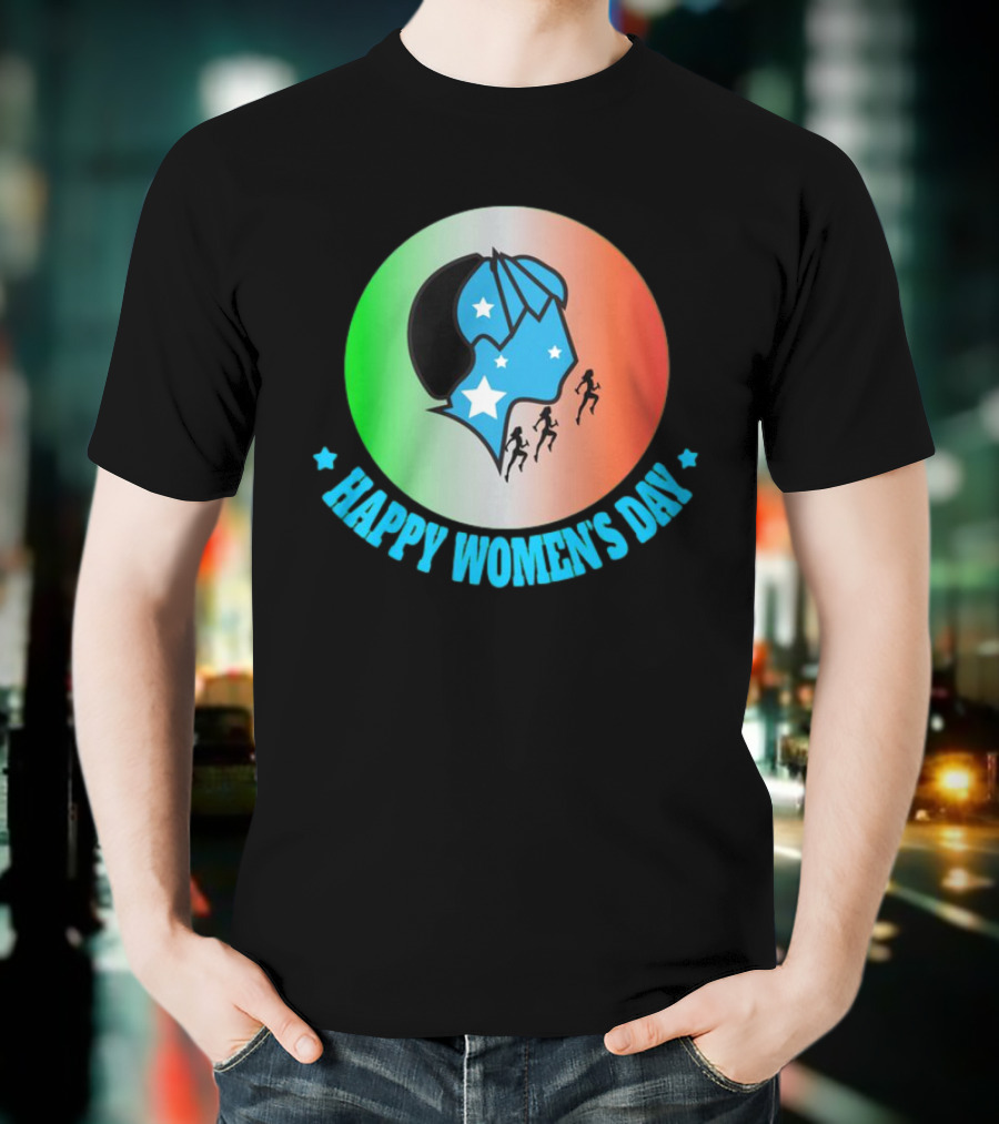 Happy Women's Day Tricolor Silhouette And Stars T-Shirt