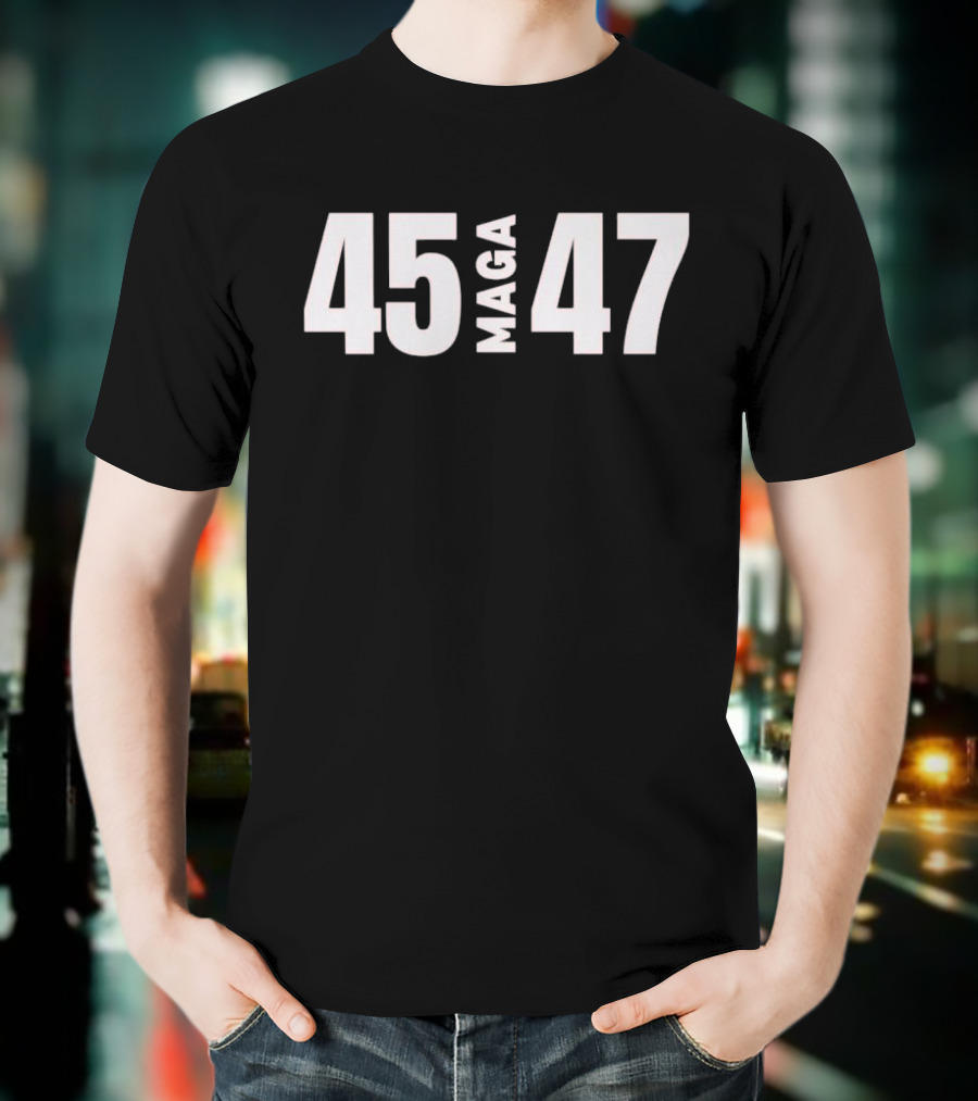 45 MAGA 47 White Bold Text Minimalist T-Shirt