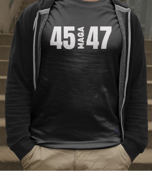 45 MAGA 47 White Bold Text Minimalist T-Shirt