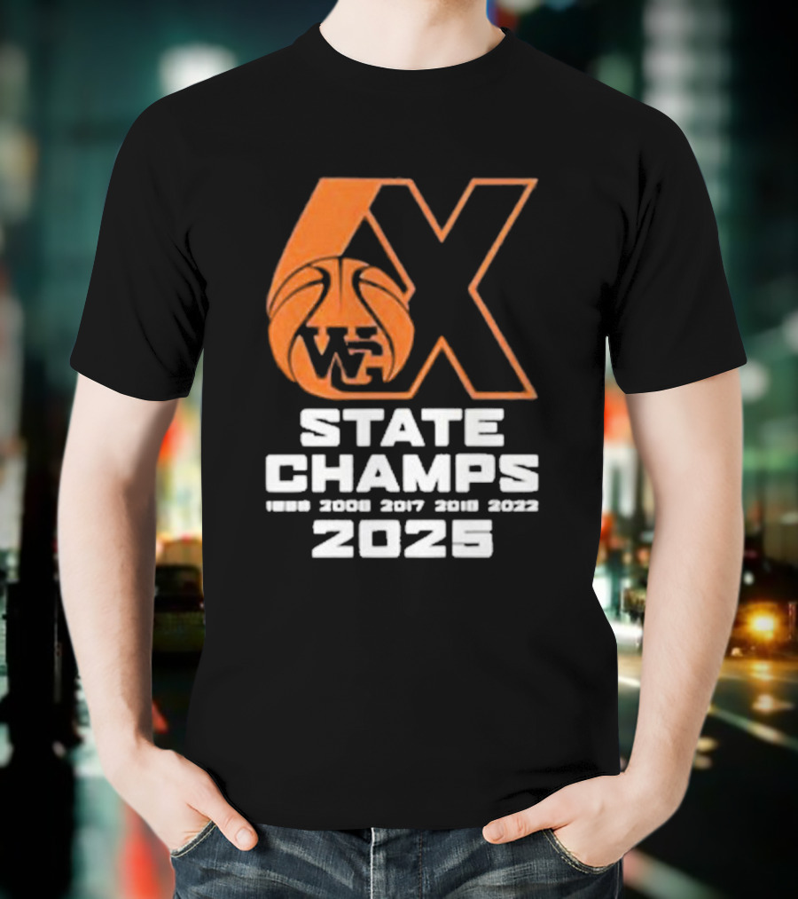 6X WG State Champs 2025 With Basketball Graphic T-Shirt