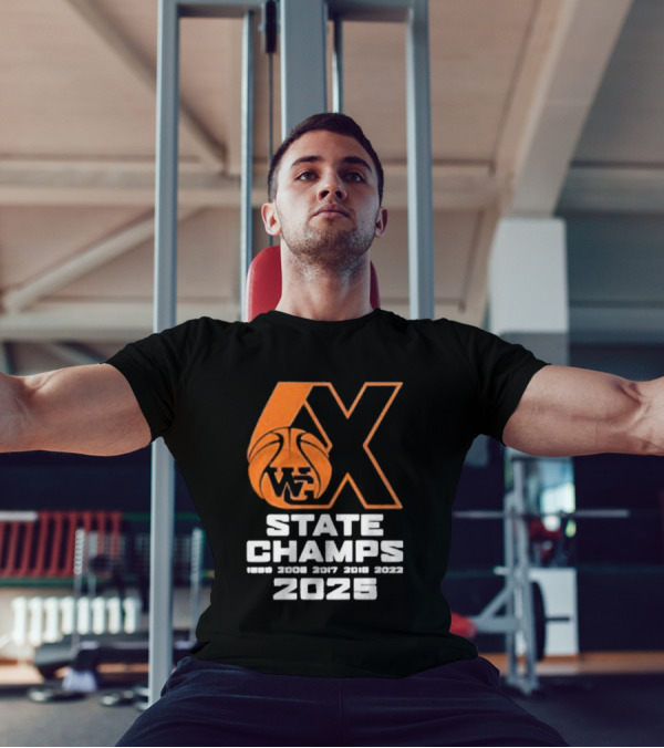 6X WG State Champs 2025 With Basketball Graphic T-Shirt
