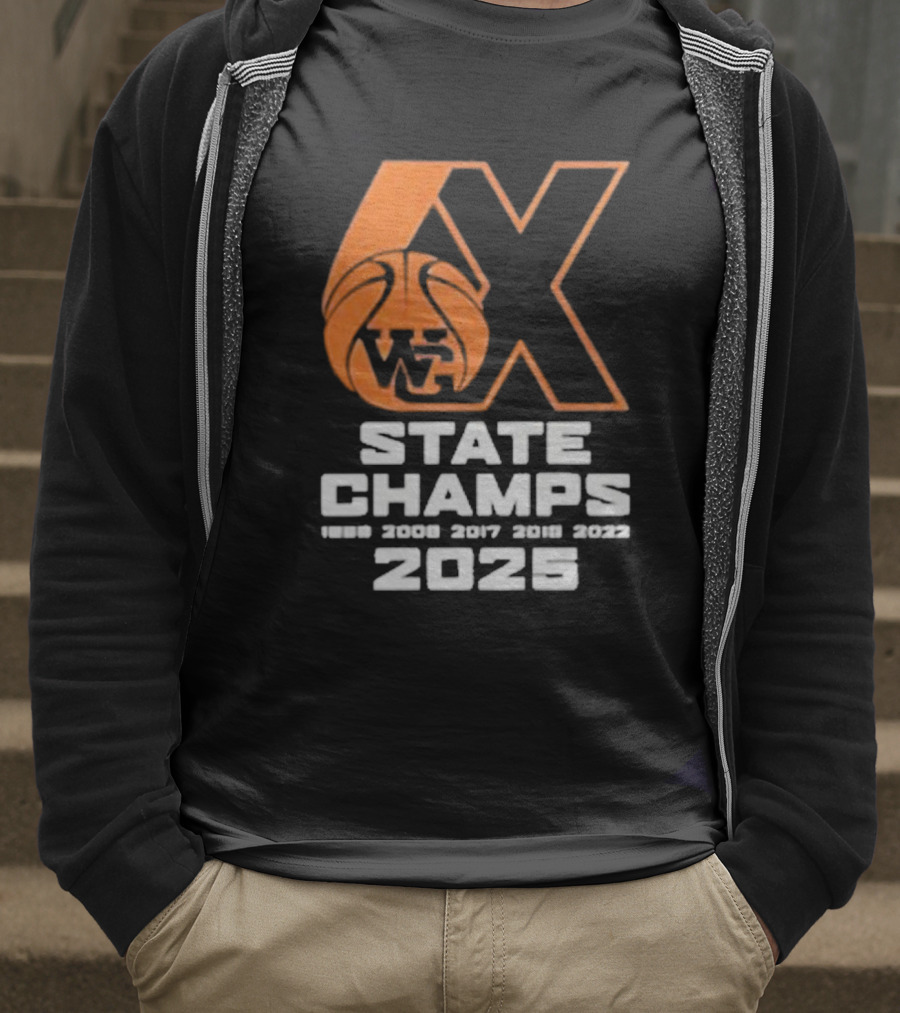 6X WG State Champs 2025 With Basketball Graphic T-Shirt