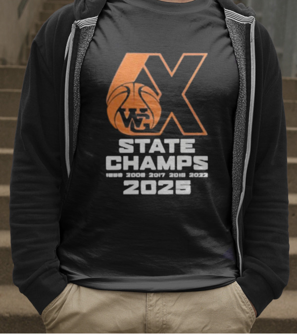 6X WG State Champs 2025 With Basketball Graphic T-Shirt