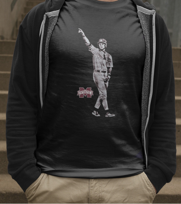 Ace Reese Mississippi State Bulldogs Baseball Illustrated Maroon NCAA 2025 T-Shirt