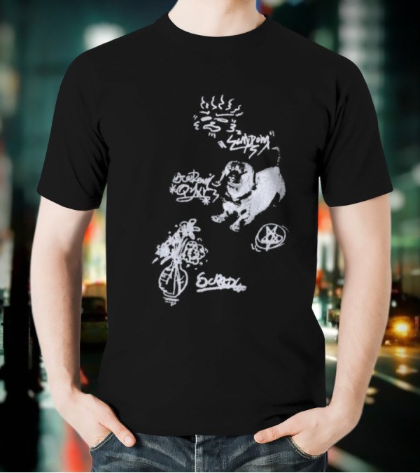 Aelfric Eden Graffiti Dog Flower Crown Art Doodle T-Shirt