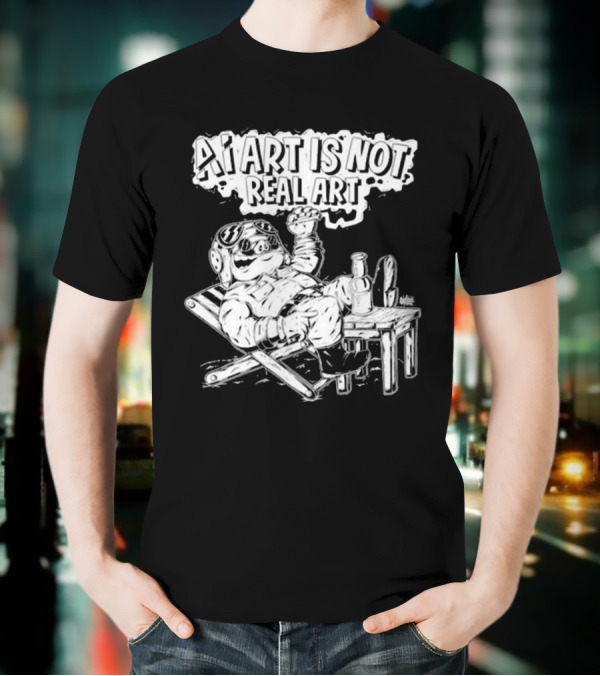 AI Art Is Not Real Art Beach Bear Relaxing Olafh Ace T-Shirt
